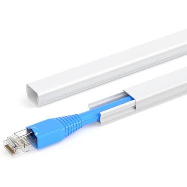 Imagem de Escondedor de cabos para um cabo, ocultador de cabos de 259 cm, capas de fio pintáveis para parede de cabos, ocultador de fio de PVC, canal único para um cabo de extensão grosso, corretivo de cabo de parede, 15 x C 43 cm L 1,59 A 0,10 cm, branco