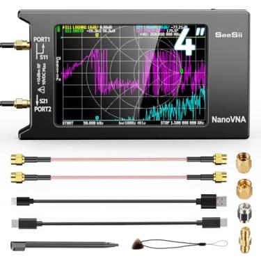 Imagem de NanoVNA-H4 Kit de Analisador de Rede Vector 10KHz-1.5GHz HF VHF UHF Antena Antena Antena Analisador Medidor S Parâmetros de Tensão, Taxa de Onda em pé, Fase, Atraso, Tabela Smith com Tela LCD sensível ao Toque de 4" (versão 4.2)