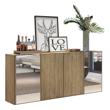 Imagem de Aparador Buffet 4 Portas Com Espelho Suspenso Vegas V3595 Rustic Rustic