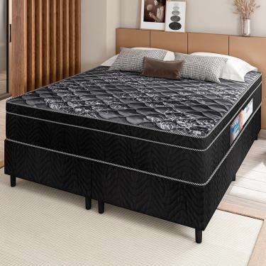 Imagem de Cama Box Queen Portobel + Colchão Queen Portobel Diplomata Orthopedic Com Espuma D-33 65x158x198 Cm Preto