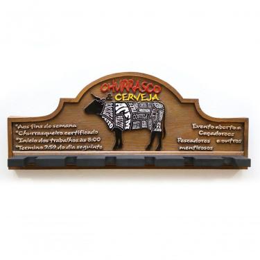 Imagem de Placa Decorativa Porta-espetos - Churrasco E Cerveja