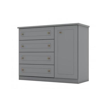 Imagem de Cômoda Solteiro Americana 1 Porta 4 Gavetas Cinza - Henn