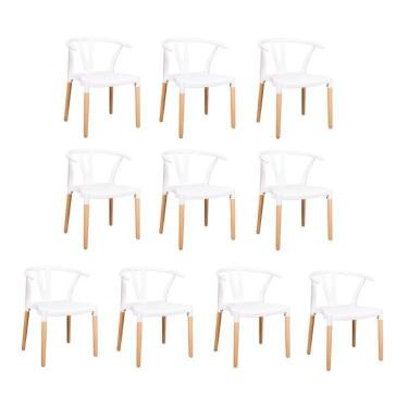 Imagem de Conjunto 10 Cadeiras Polipropileno Wishbone Yescasa Branco