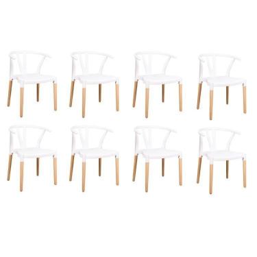 Imagem de Conjunto 8 Cadeiras Polipropileno Wishbone Yescasa Branco