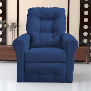 Imagem de Poltrona Reclinável Para Descanso Guaíra Suede Azul