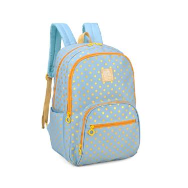 Imagem de Mochila De Costas Up4you Azul Com Bolinhas Laranja - Luxcel