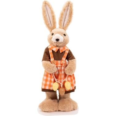 Imagem de Coelho De Páscoa Enfeite Em Palha Artesanal Laranja 55cm