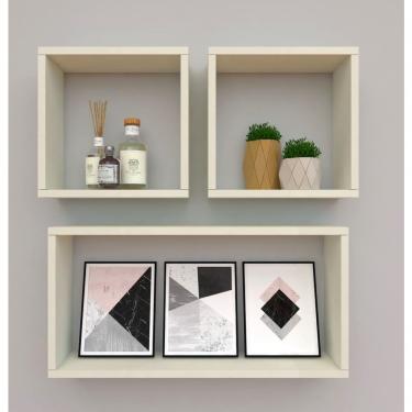 Imagem de Kit Com 3 Nichos Decoração Para Sala Nude Retangular