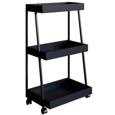 Imagem de Carrinho Organizador Multiuso 03 Prateleiras P1032 Preto Pp Milani Store Preto