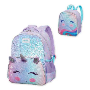 Imagem de Kit Mochila E Estojo Escolar Infantil Coleção Pack Me Pacific Amazed Unicórnio