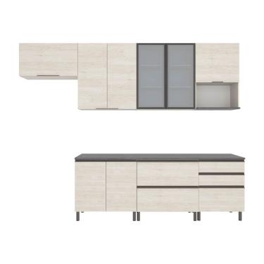 Imagem de Cozinha Completa Bartira Cristal Com 10 Portas 5 Gavetas Freixo