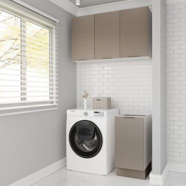 Imagem de Lavanderia Modulada 2 Peças Sem Tampo Com Rodapé Ipanema Cabecasa Madeiramadeira Fendi Trama