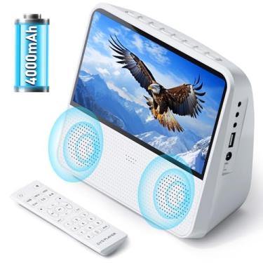 Imagem de TODANGAI Leitor De Dvd Portátil Com Tela, 7" Para Carro, Bateria Recarregável 4000 Mah, Alto-Falantes Alta Fidelidade Integrados, Controle Remoto/Bluetooth/Usb/Porta Auxiliar/Sincronização Tv/Reprod