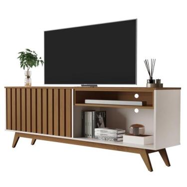 Imagem de Rack Para Sala Buriti Ripado TV Até 65 Polegadas 2 portas - Mega Facil