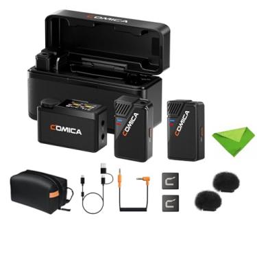 Imagem de Microfone de lapela sem fio Comica BooMax para smartphones, câmeras, microfone de lapela duplo 2.4G, armazenamento de 32G, estojo de carregamento para TikTok, entrevistas, transmissões ao vivo
