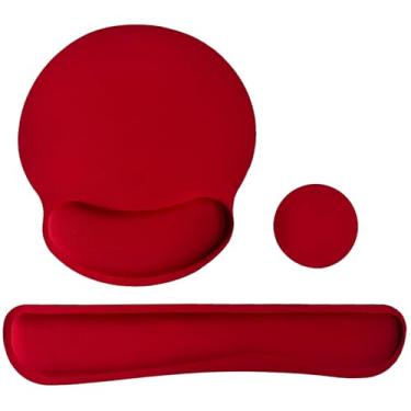 Imagem de Almofada de descanso de pulso para teclado, mouse pad com suporte de pulso, conjunto de 3, mousepad com base de borracha antiderrapante, suporte ergonômico de espuma de memória para mouse em casa
