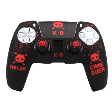 Imagem de Capa de controle de caveira Pixelated compatível com controle PS5/Playstation 5, capa protetora RALAN com alça de polegar personalizada