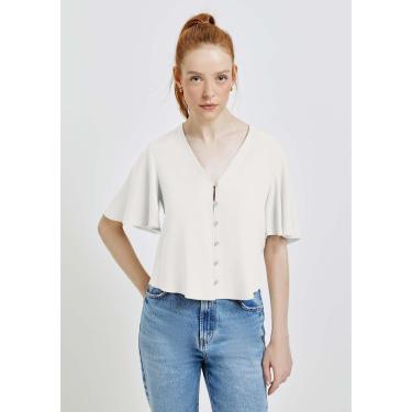 Imagem de Blusa Feminina Com Botões Manga Morcego - Amarelo XG-Feminino