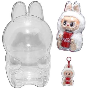 Imagem de Doemoil Capa protetora para LABUBU Cola Have a Seat, caixa de exibição de acrílico transparente, capa rígida, acessórios com alça de silicone para The Monsters LABUBU Cola Series Surprise Shake