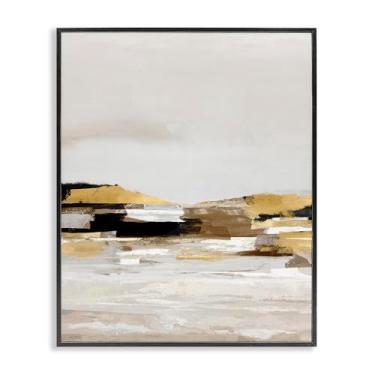 Imagem de Stupell Industries Paisagem abstrata com detalhe amarelo preto emoldurado giclée design de arte por Amber Sterling, 28 x 35