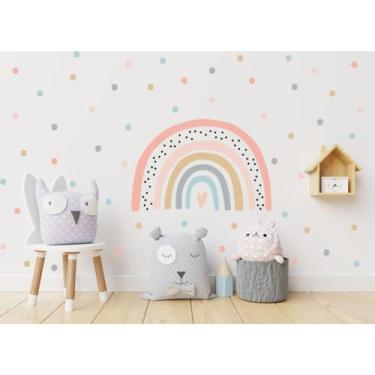 Imagem de adesivo de parede arco-íris com bolinhas - SHOPP DO ADESIVO