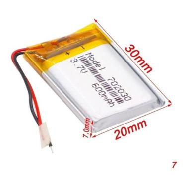 Imagem de Bateria 3.7v 600 Mah 7mm X20mm X30mm 2 Fios 702030 - bgb