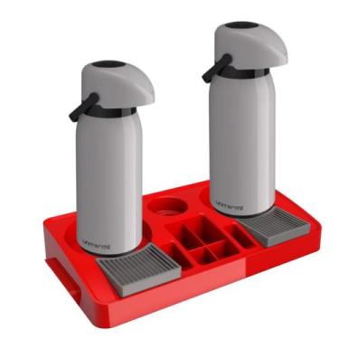 Imagem de Kit 2 Garrafa Térmica Verona 1,8L Marfim+1 Bandeja Servire 2 Preto - U