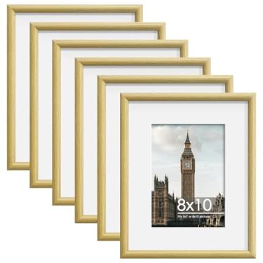 Imagem de Wiscet Conjunto de 6 porta-retratos 20 x 25 cm, exiba imagens 13 x 17 com tapete ou 20 x 25 sem tapete, moldura para montagem na parede ou mesa, natural