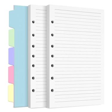 Imagem de Refil de papel A5, inserções de agenda de 7 furos para fichário A5, cadernos de agenda, papel forrado com folhas soltas com divisórias para fichário, 240 páginas, 13 x 21 cm, branco
