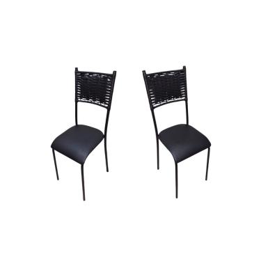 Imagem de Kit 2 cadeiras cozinha para mesa junco assento estofado