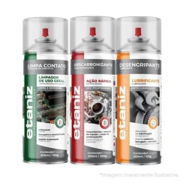 Imagem de Kit Desengripante + Limpa Contato + Descarbonizante - Etaniz