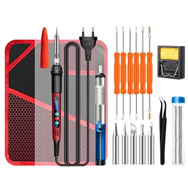 Imagem de Qudai SL103 18pcs mini ferro de solda elétrico com display digital lcd 180 ℃ ~ 500 ℃ temperatura ajustável 60 w kit de ferro de solda inteligente pinça extrator de estanho fio de estanho para reparo