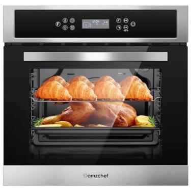 Imagem de Forno Elétrico de Parede AMZCHEF com Convecção, 11 Funções, Receitas Automáticas, 2800W, Aço Inoxidável, Controle por Toque