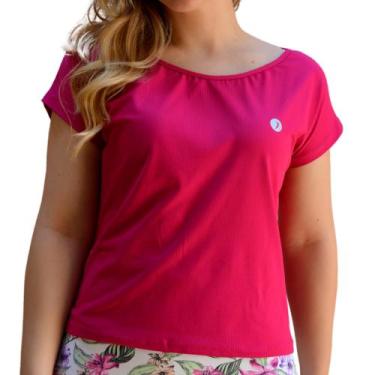 Imagem de Blusa Fitness Feminina Proteção Uv50+ Dryfit Poliamida Gola Canoa Moda