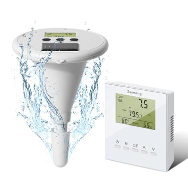 Imagem de Zuomeng Monitor De Piscina Sem Fio, Testador Solar Água Com Dois Visores E Eletrodo Alta Precisão Para Detectar A Temperatura, Ph, Ec Tds Todas As Piscinas, Spas Banheiras Hidromassagem