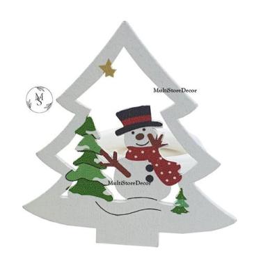 Imagem de KIT 04 Argola Porta Guardanapo Anel Boneco de Neve Natal Madeira Natal