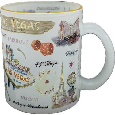 Imagem de Central Souvenir and Novelty LLC Coleção de vidro fosco Las Vegas City Design, bistrô/canecas de café, vinho, copo (caneca)