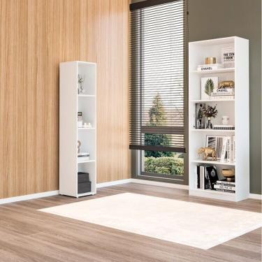 Imagem de Kit Com 1 Estante Multiuso 5 Nichos Montreal E 1 Estante Modular Livreiro 4 Nichos Calum Branco