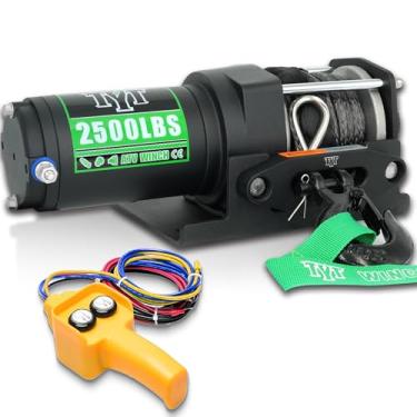 Imagem de TYT Guincho Elétrico Para Quadriciclo De 1137 Kg, 12 V Cc, Cabo Sintético Resistente De 1/5" X 9,7 M, Controle Remoto Com Fio, Inclui Guia De Cabo, Placa De Montagem Para Guincho, Ideal Para Reboque