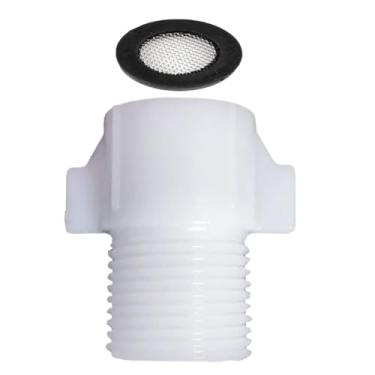 Imagem de Banhey Adaptador de válvula de enchimento de vaso sanitário, fêmea de 1,27 cm para rosca macho de 7/20.3 cm, tela de filtro antientupimento embutida, plástico ABS durável, ideal para entrada de água