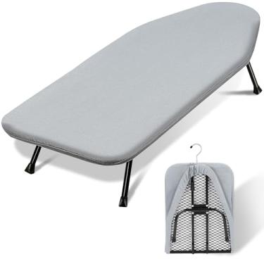Imagem de SheeChung Tábua de passar roupa pequena 30,5 cm x 81 cm, mini tábua de passar com capa removível e almofada grossa, placa de mesa dobrável portátil antiderrapante para lavanderias de apartamentos