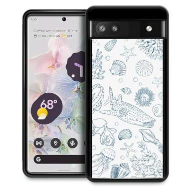 Imagem de FKBRCL4U Capa para Google Pixel 6A, design gráfico para meninas e meninos, silicone macio, acrílico, proteção contra choque, projetada para Google Pixel 6A Baleia Tubarão Coral, Reefes, Concha
