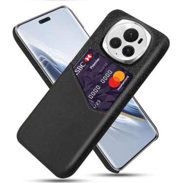 Imagem de Capa para Honor Magic6 PRO,Anti-deslizamento,Proteção contra quedas de 360°,Resistência à impressão digital,Tela e caso de couro PU com 1 slot de cartão atrás-Black