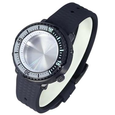 Imagem de FEIYASHI Caixa de relógio de vidro de cristal de safira preta, 100 m, à prova d'água, aço inoxidável para NH34 NH35, movimento atum, tartaruga, relógio enlatado, 13 NH35 movimento + anel branco, Caixa