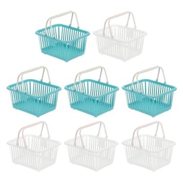 Imagem de PATIKIL 8 peças de cesta pequena de plástico, mini cesta de armazenamento de mercearia pequenas cestas de compras com alça organizadora água filtrada para organizar brinquedos, frutas, legumes