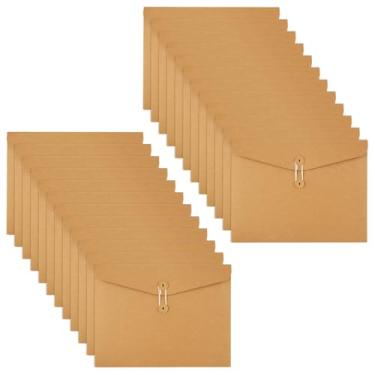 Imagem de LOPYXBR 25 peças de papel kraft horizontal envelope, pasta de arquivo, a4, fecho de amarrar, pastas de bolso de papel, bolso de projeto kraft com cordão a4, pasta secreta para escritório, carta