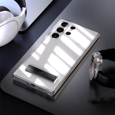 Imagem de Para Samsung Galaxy S25 S24 S23 S22 Ultra Clear Bracket Capa protetora Proteção horizontal Transparente Capa macia, preta, para S25Plus