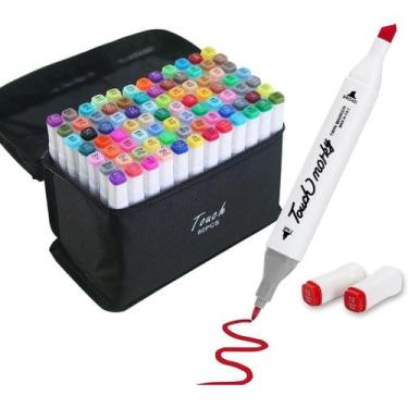 Imagem de Kit canetas ponta dupla marcadores profissionais para colorir, desenha