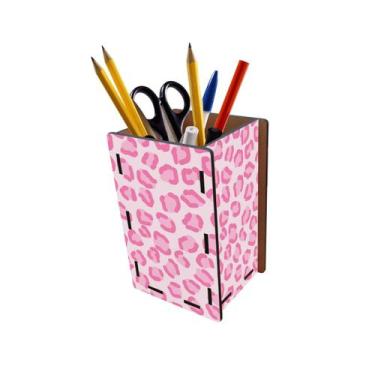 Imagem de Porta Lápis e Canetas Efeito Onça Rosa - PoloCat Acessórios