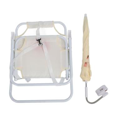 Imagem de Cadeira de praia infantil com guarda -chuva de desenho animado impressão de animais dobráveis cadeira de acampamento portátil para piqueniques de acampamento de praia ao ar livre (Coelhinho)